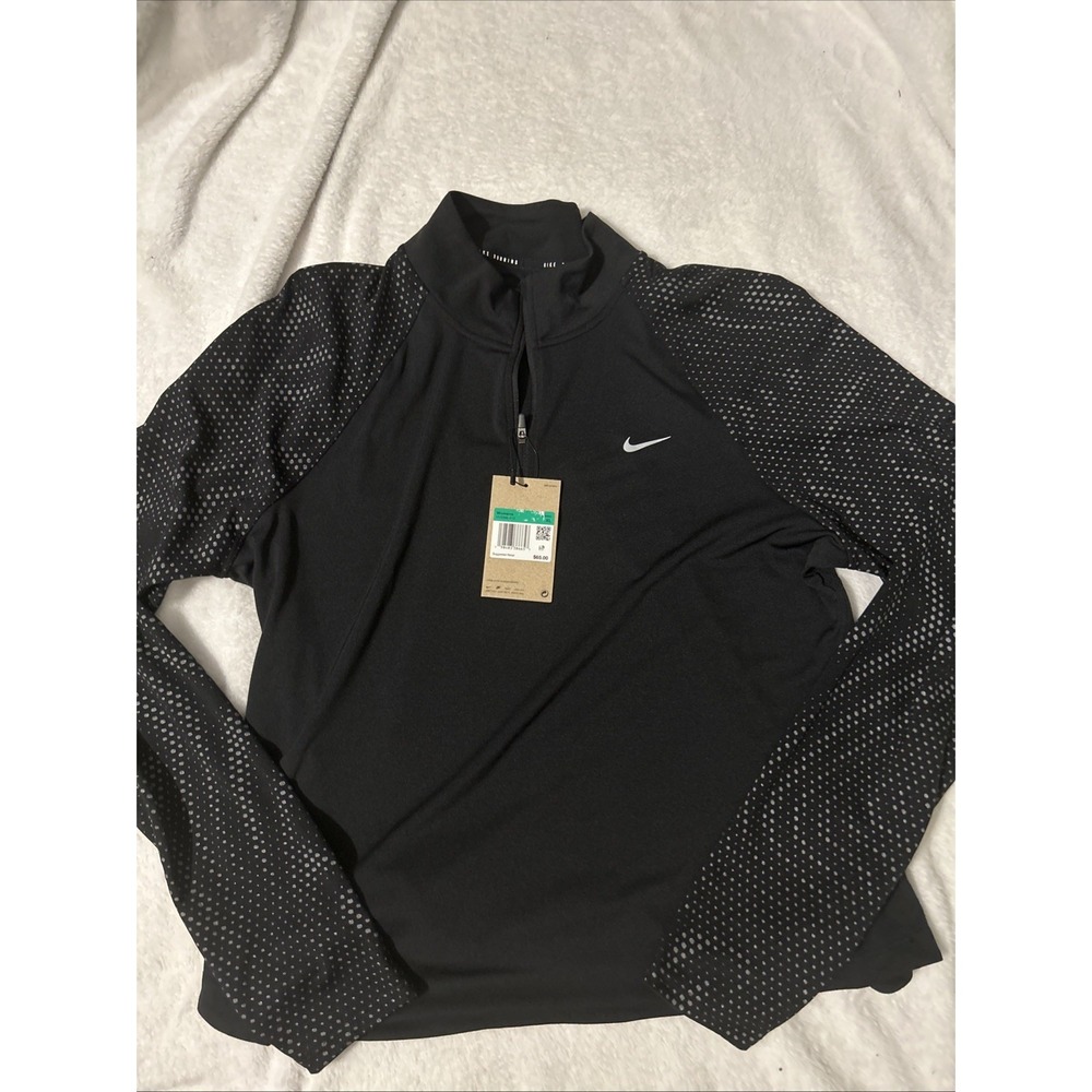 Nike Womens XL Running 1/4 Zip Pullover Black Reflective NWT HV2996-010 $65